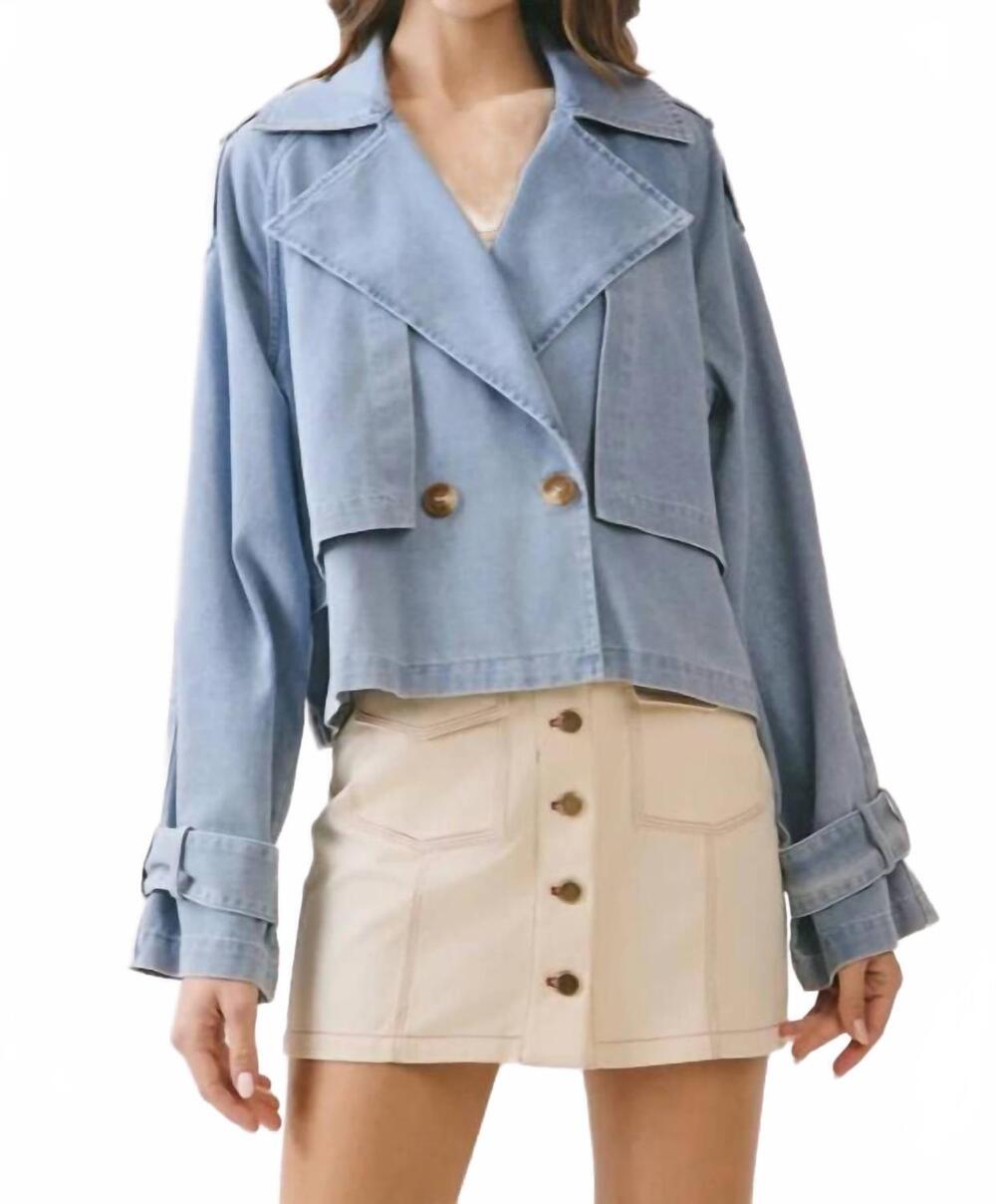 NEW TCEC maxine double breasted front oversized jacket in light denim